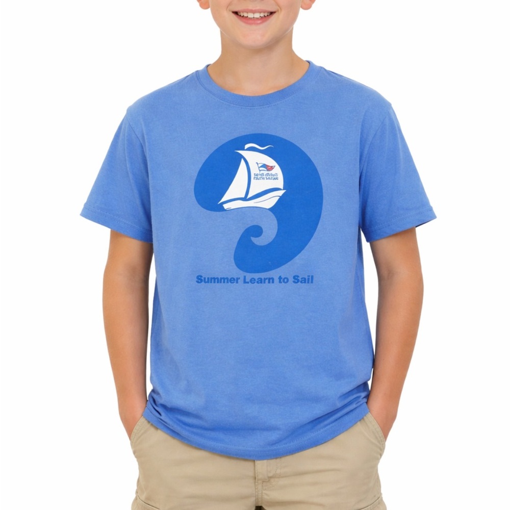 Davis Island blue summer learn to sail unisex tee size youth large